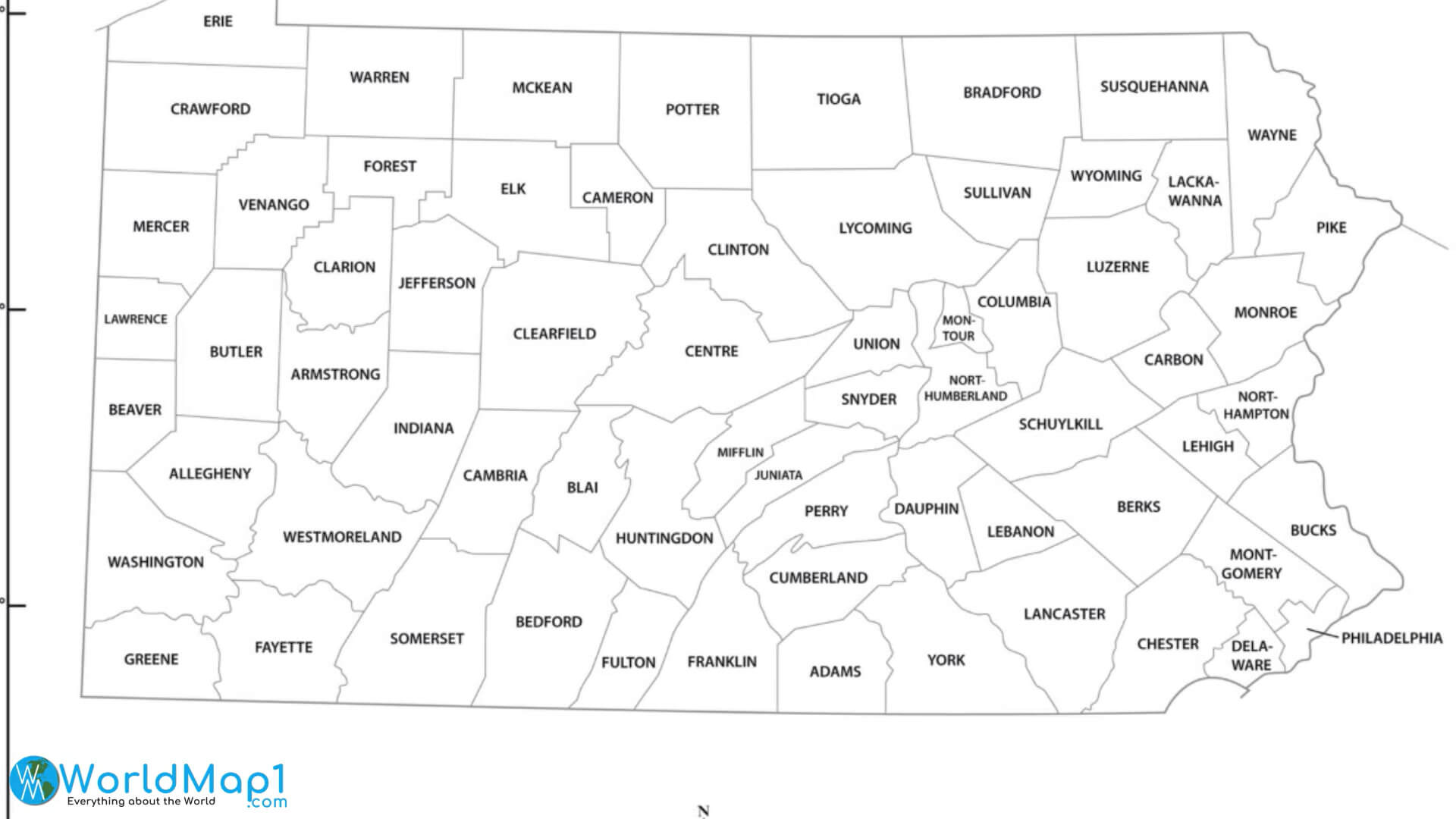 Pennsylvania Counties Map